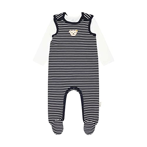Steiff Unisex Baby Set Strampler mit Fuss + T-Shirt Langarm Kleinkind-Schlafanzüge, Navy, 50 von Steiff