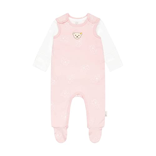 Steiff Unisex Baby Set Strampler mit Fuss + T-Shirt Langarm Kleinkind-Schlafanzüge, Silver PINK, 62 von Steiff