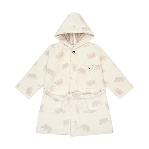 Steiff Unisex Kinder Homewear Bademantel, Weiß (Elefäntle Motiv), One Size von Steiff