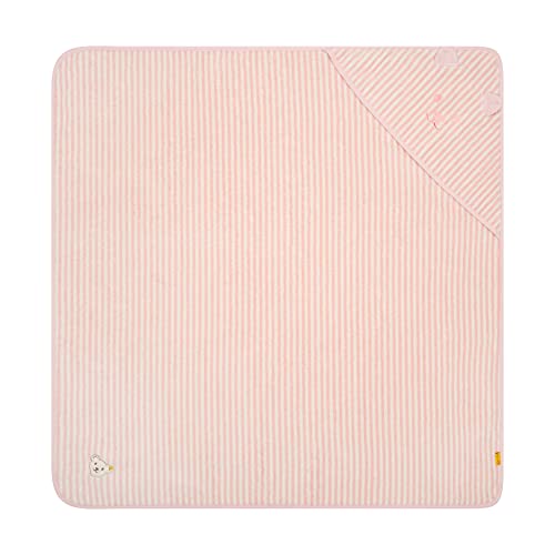 Steiff Baby Unisex Badetuch, Weiches Handtuch mit Kapuze aus Baumwolle, 100 x 100 cm, Rosa (Silver Pink), OneSize von Steiff