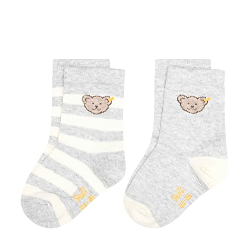 Steiff Unisex Kids Mini Basic Socken 2er Pack GOTS, Soft Grey Melange, 22 von Steiff