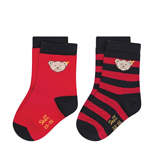 Steiff Unisex Kids Mini Basic Socken 2er Pack GOTS, Tango RED, 22 von Steiff