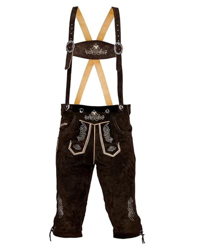 STEIGENHÖFER Lederhose Herren Tracht Kniebund - Reinhold - Trachtenhose mit Trägern - 100% Rindsleder - Traditionelle Echtlederhose - Ideal für Dein Oktoberfest Herren Outfit - Dunkelbraun - 50 von Steigenhöfer Manufaktur