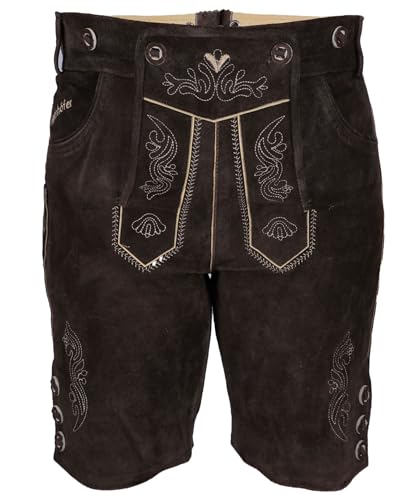 Steigenhöfer Lederhose Damen Tracht Shorts - 100% Rindsleder - Annika - Traditionelle Kurze Hose für Frauen - Inklusive verstellbaren Trägern - Gürtelschlaufe - Dirndl Alternative - Dunkelbraun - 36 von Steigenhöfer Manufaktur