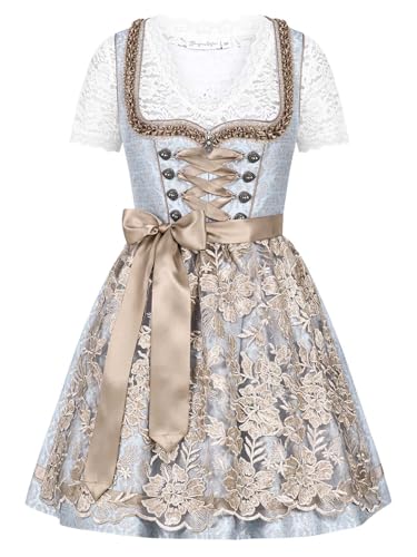 Steigenhöfer Manufaktur Dirndl Damen im Set - Oktoberfest Outfit - Enthält Kleid Bluse und Schürze - Midi Dirndl - 60cm Rocklänge - Glänzende Miederhaken und Perlen - Vicky - Blau/Bronze - 46 Steigenhöfer Manufaktur Dirndl Damen im Set - Oktoberfest Outfit - Enthält Kleid Bluse und Schürze - Midi Dirndl - 60cm Rocklänge - Glänzende Miederhaken und Perlen - Vicky - Blau/Bronze - 46 von Steigenhöfer Manufaktur