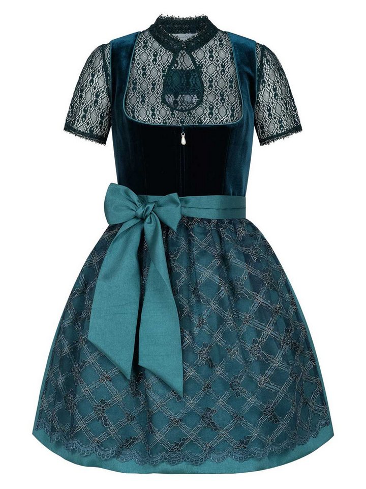 Steigenhöfer Manufaktur Dirndl Damen im Set - Franziska - Vollständiges Oktoberfest Outfit (Komplettes Dirndl Set, Das Set beinhaltet Kleid, Bluse und Schürze) Midi Dirndl - 60cm Rock - Feine Samtoptik und Perlenapplikation von Steigenhöfer Manufaktur