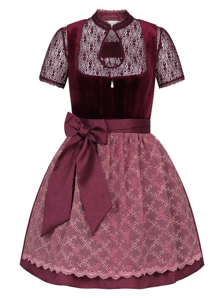 Steigenhöfer Manufaktur Dirndl Damen im Set - Franziska - Vollständiges Oktoberfest Outfit (Komplettes Dirndl Set, Das Set beinhaltet Kleid, Bluse und Schürze) Midi Dirndl - 60cm Rock - Feine Samtoptik und Perlenapplikation von Steigenhöfer Manufaktur