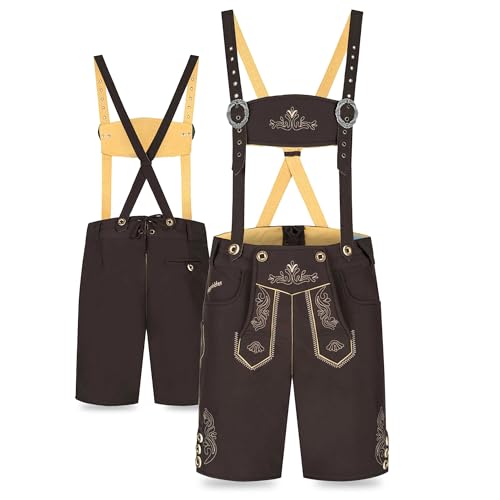 Steigenhöfer Manufaktur Kurze Trachten Softshell Hose mit Träger im Lederhosen Look - Lukas - Lederhose Herren Tracht - Wasser- und windabweisend mit Trägern für Oktoberfest - Braun - 46 Steigenhöfer Manufaktur Kurze Trachten Softshell Hose mit Träger im Lederhosen Look - Lukas - Lederhose Herren Tracht - Wasser- und windabweisend mit Trägern für Oktoberfest - Braun - 46 von Steigenhöfer Manufaktur