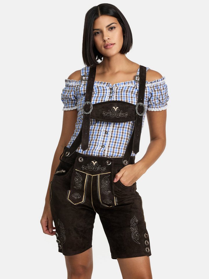 Steigenhöfer Manufaktur Trachtenlederhose Lederhose Damen Shorts - 100% Rindsleder - Kurze Hose für Frauen (Inklusive verstellbaren Trägern) Traditionelles Design - Mit Gürtelschlaufe - Dirndl Alternative von Steigenhöfer Manufaktur