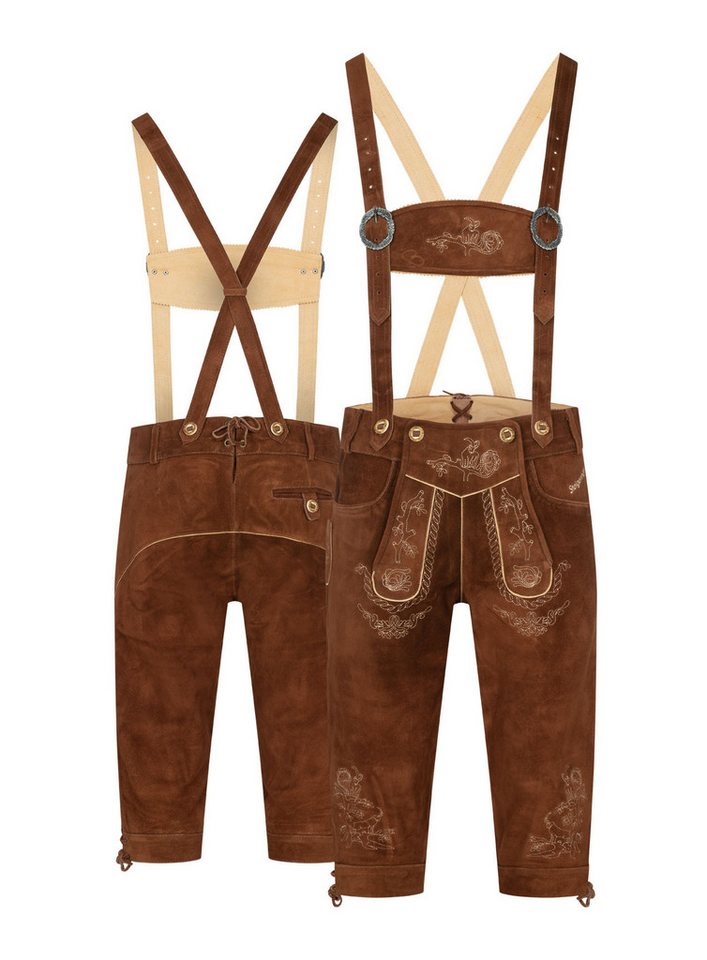 Steigenhöfer Manufaktur Trachtenlederhose Lederhose Herren Tracht Kniebund - Alexander - 100% Rindsleder (Inklusive verstellbarer Träger) Traditionelle Echtlederhose - Ideal für Dein Oktoberfest Herren Outfit von Steigenhöfer Manufaktur