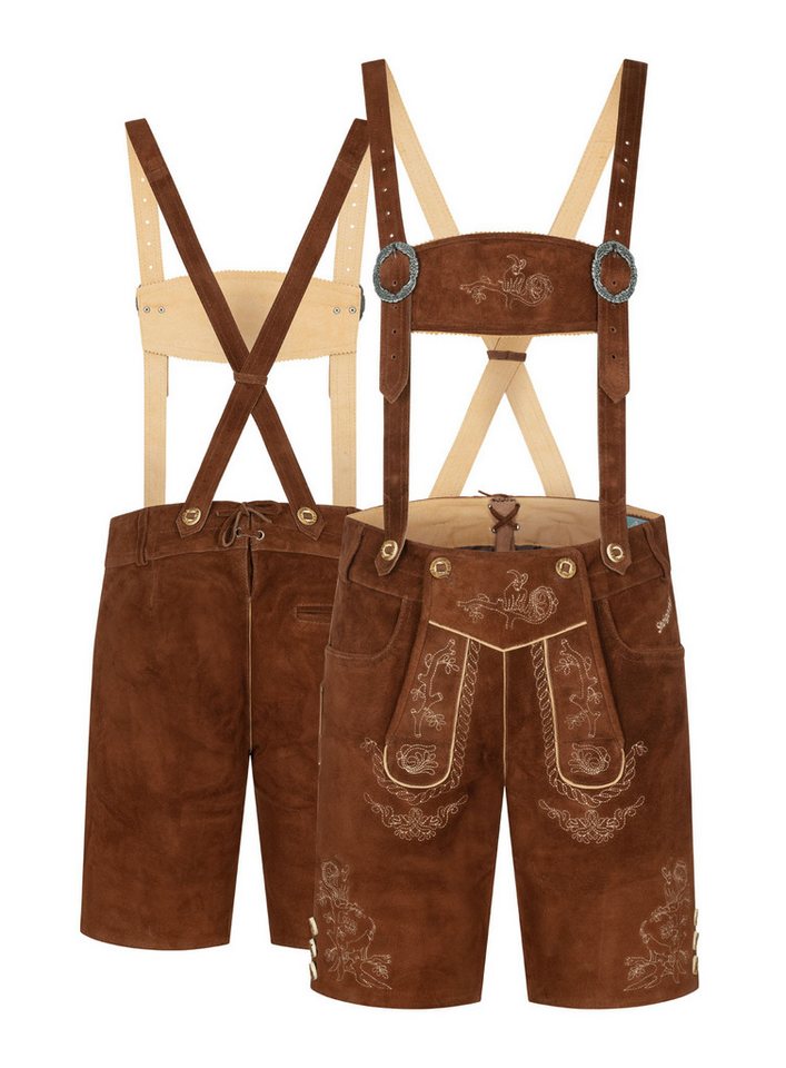 Steigenhöfer Manufaktur Trachtenlederhose Lederhose Herren Tracht kurz - Ludwig - 100% Rindsleder - Kurze Hose (Inklusive verstellbaren Trägern) Traditionelle Echtlederhose - Ideal für Dein Oktoberfest Herren Outfit von Steigenhöfer Manufaktur