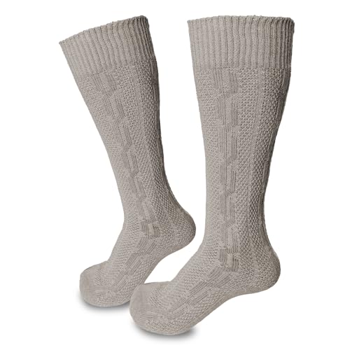Steigenhöfer Manufaktur Trachtensocken Herren und Damen Lang – Klassische Trachtenstrümpfe im Zopfmuster – Oktoberfest Strümpfe aus Baumwolle für Männer & Frauen – Anthrazit – 47-48 von Steigenhöfer Manufaktur