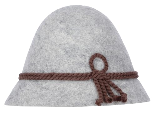 Steigenhöfer Original Herren Trachtenhut, Wanderhut, Filzhut Stopselhut - Heinrich - 100% Schurwolle - Schmale Krempe & Kordel - Zum Förstern & Wandern oder zum Oktoberfest - Grau - 57 von Steigenhöfer Manufaktur