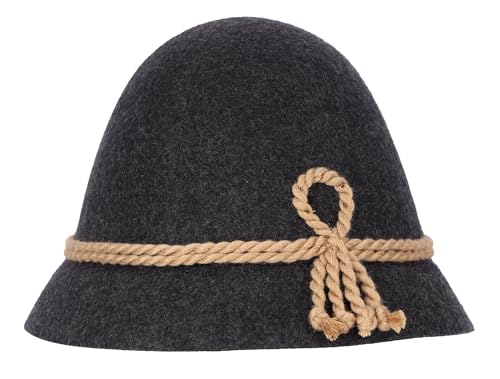 Steigenhöfer Original Herren Trachtenhut, Wanderhut, Filzhut Stopselhut - Heinrich - 100% Schurwolle - Schmale Krempe & Kordel - Zum Förstern & Wandern oder zum Oktoberfest - Schwarz - 58 von Steigenhöfer Manufaktur