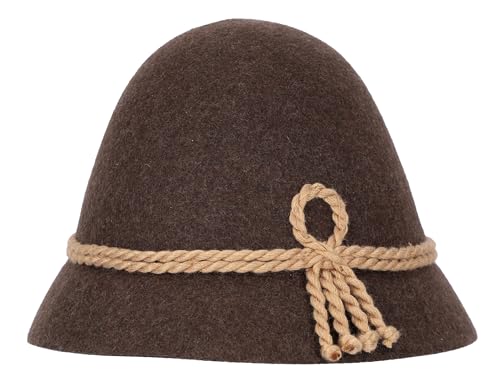Steigenhöfer Original Herren Trachtenhut, Wanderhut, Filzhut Stopselhut - Heinrich - 100% Schurwolle - Schmale Krempe & Kordel - Zum Förstern & Wandern oder zum Oktoberfest - Braun - 59 von Steigenhöfer Manufaktur