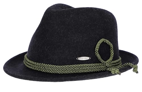 Steigenhöfer Original Herren Trachtenhut, Filzhut Wanderhut - Jakob - Größenverstellbar - Mit Schweißband - 100% Schurwolle - Ideal zum Förstern, Jagen und Oktoberfest - Schwarz - 58 von Steigenhöfer Manufaktur