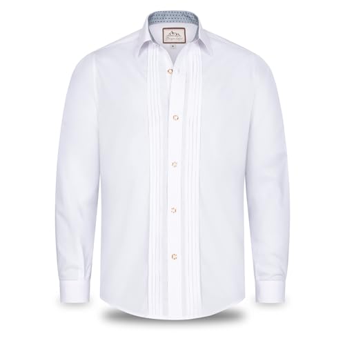 Steigenhöfer Trachtenhemd Herren Weiß Langarm mit Kentkragen - Victor - Mit Lederhose kombinierbar - Traditionelles bayrisches Herren Hemd für Oktoberfest Wiesn und andere Festlichkeiten - Weiß - 3XL von Steigenhöfer Manufaktur