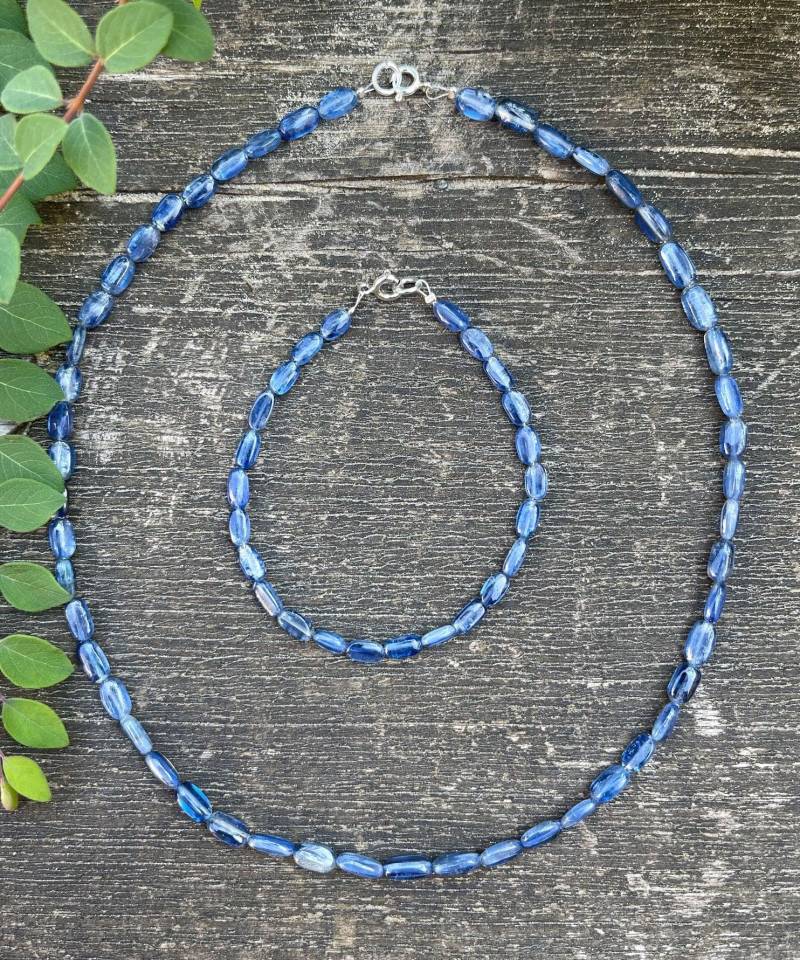 Disthen-Set Aus Armband & Halskette - Mit 925Er Silberverschluss | A-Qualitat von SteinInsel