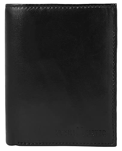 SteinMeister Echtleder Herren Geldbörse Schwarz, Hochformat 9,5 x 12 cm von SteinMeister