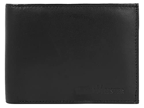 SteinMeister Echtleder Herren Geldbörse Schwarz, Querformat 11,5 x 9 cm von SteinMeister