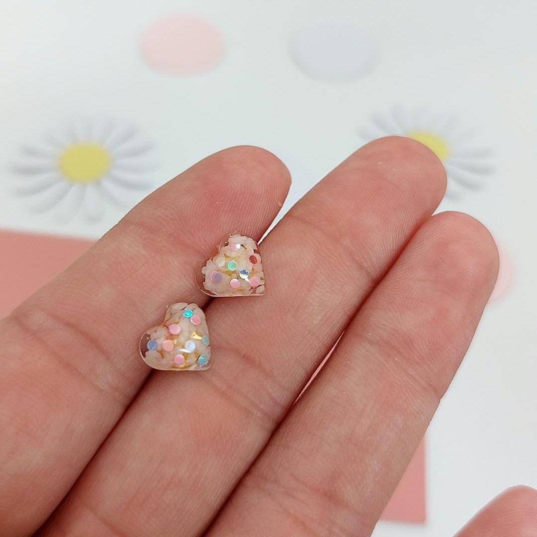 Herz Ohrstecker, Bunte Mädchen Ohrringe, Geschenkidee Zum Geburtstag Für Tochter, Rosa Steine, Sterlingsilber Vergoldet, Hypoallergen von SteinSchmuckAustria