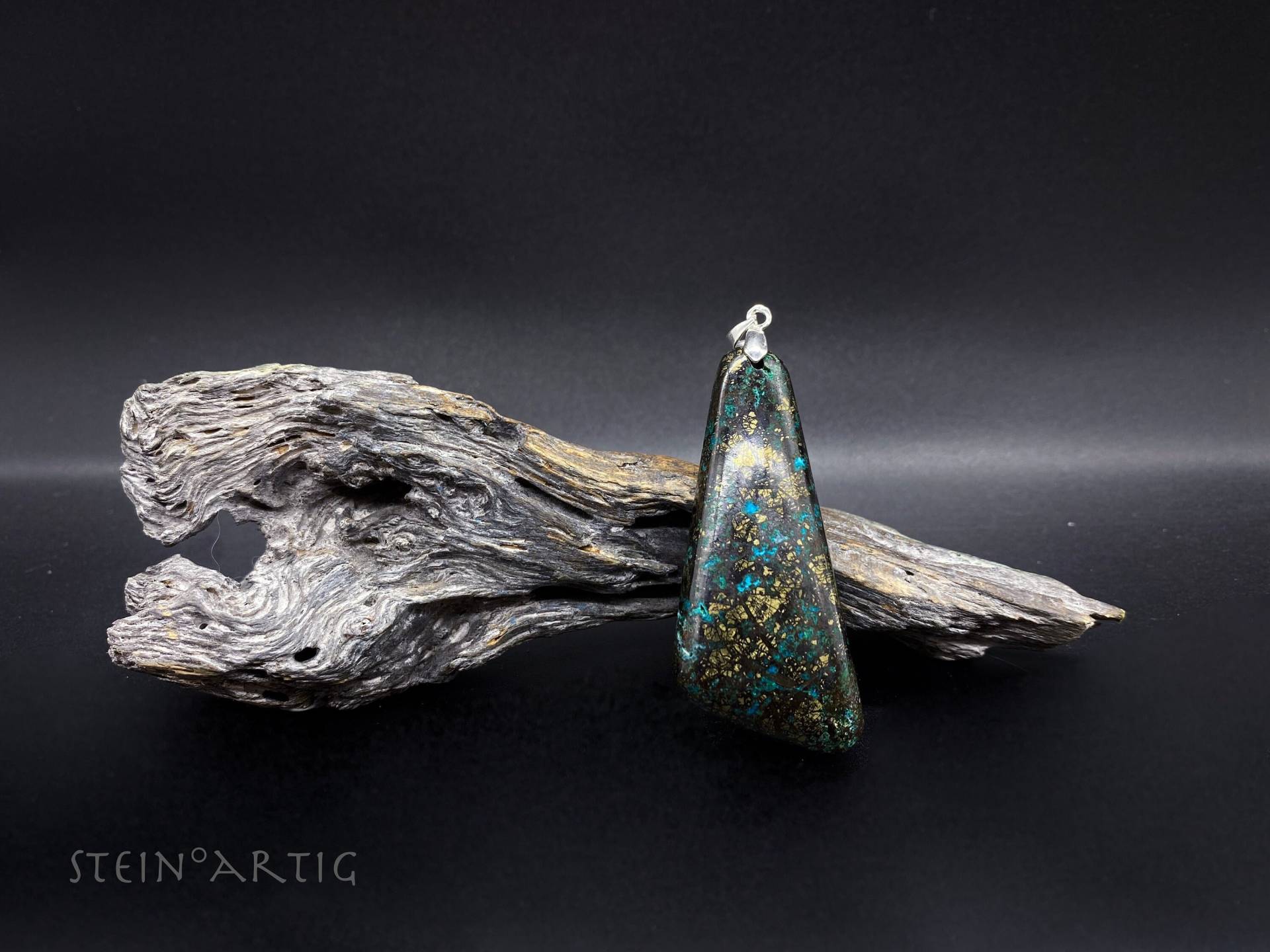 Anhänger Edelstein "Malachit in Kupfer', Rar, Silber 925 Anhänger Edelstein "Malachit in Kupfer', Rar, Silber 925 von Steinartig