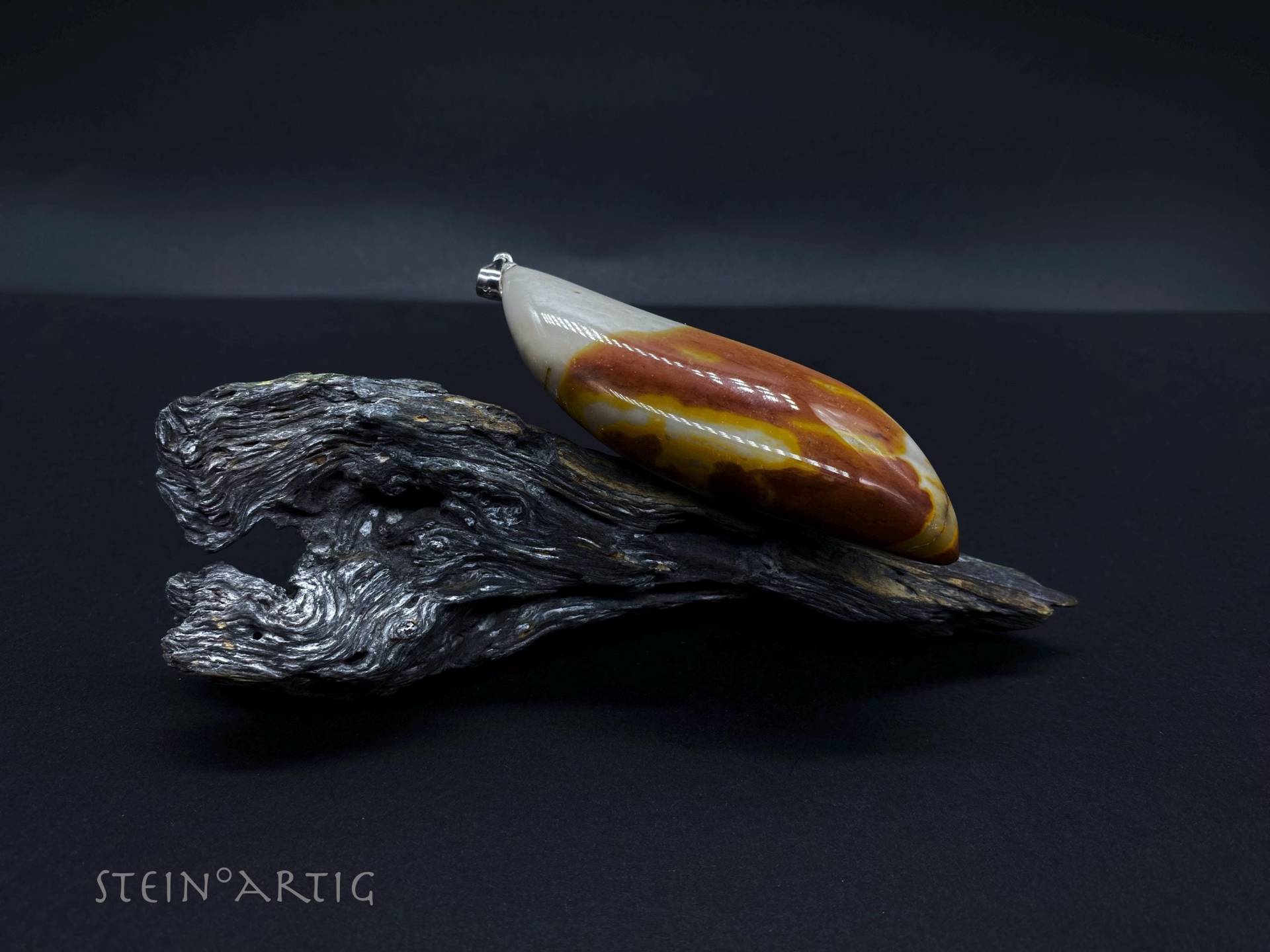 Anhänger Edelstein "Mokait' Xl, Silber 925 von Steinartig