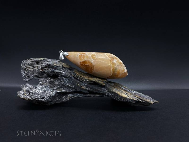 Edelstein Anhänger "Alabaster' Schweiz, Rar 925 Silber von Steinartig