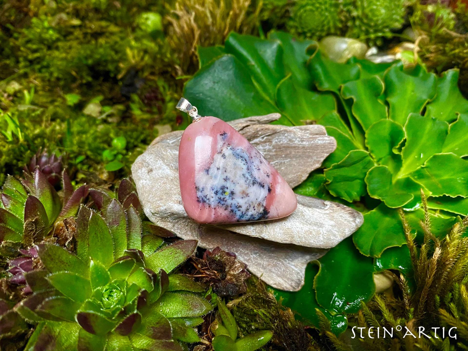Edelstein Anhänger Andenopal Rosa, Silber 925 von Steinartig
