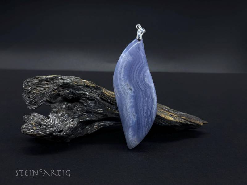 Edelstein Anhänger "Blauer Chalcedon' Xl Silber 925 von Steinartig