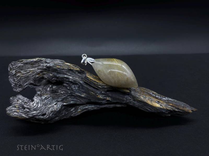 Edelstein Anhänger "Goldrutilquarz' Silber 925 von Steinartig
