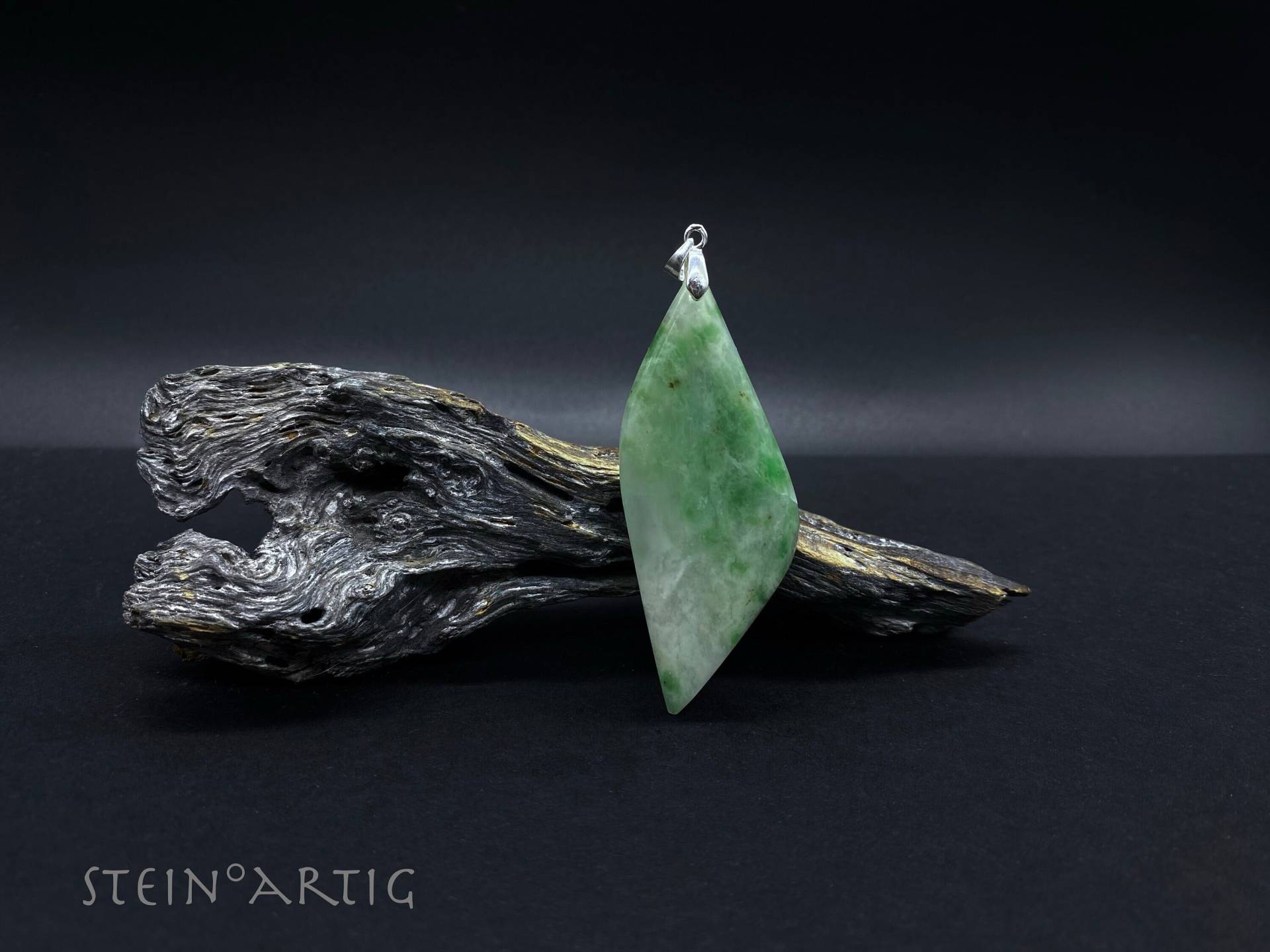 Edelstein Anhänger "Granat Grün' Xl, Silber 925 von Steinartig