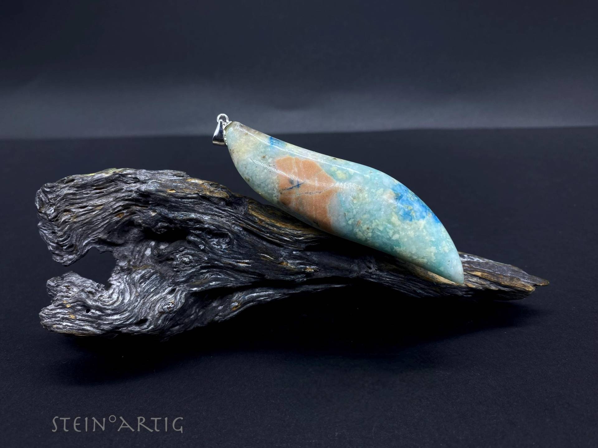 Edelstein Anhänger "Harlekinit' Xl, Silber 925 von Steinartig