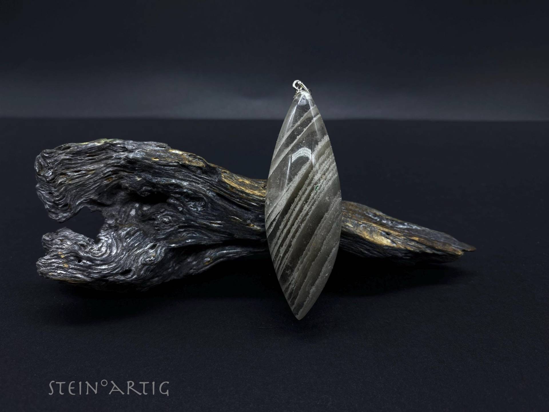 Edelstein Anhänger "Lamellenquarz' Xl Silber 925 von Steinartig