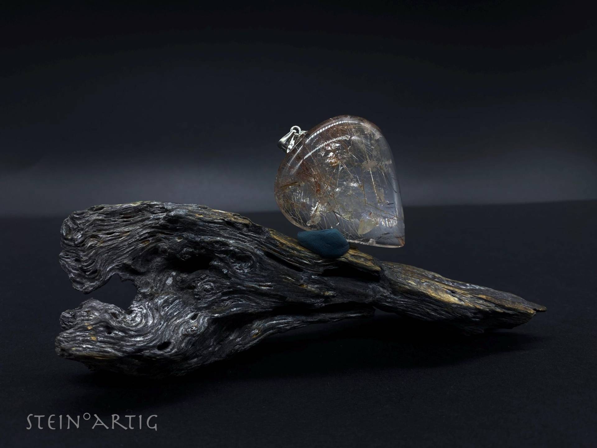 Edelstein Anhänger "Lodolith Mit Rutil', Silber 925 von Steinartig