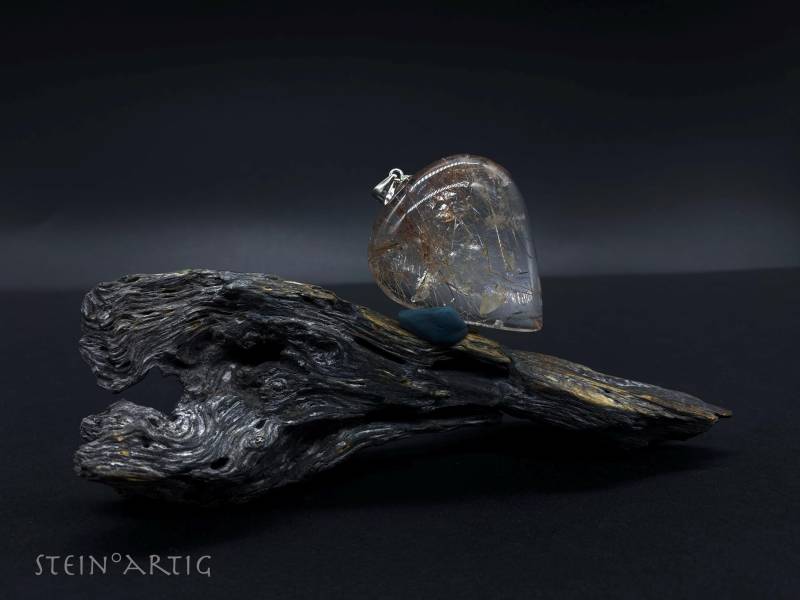 Edelstein Anhänger "Lodolith Mit Rutil', Silber 925 von Steinartig