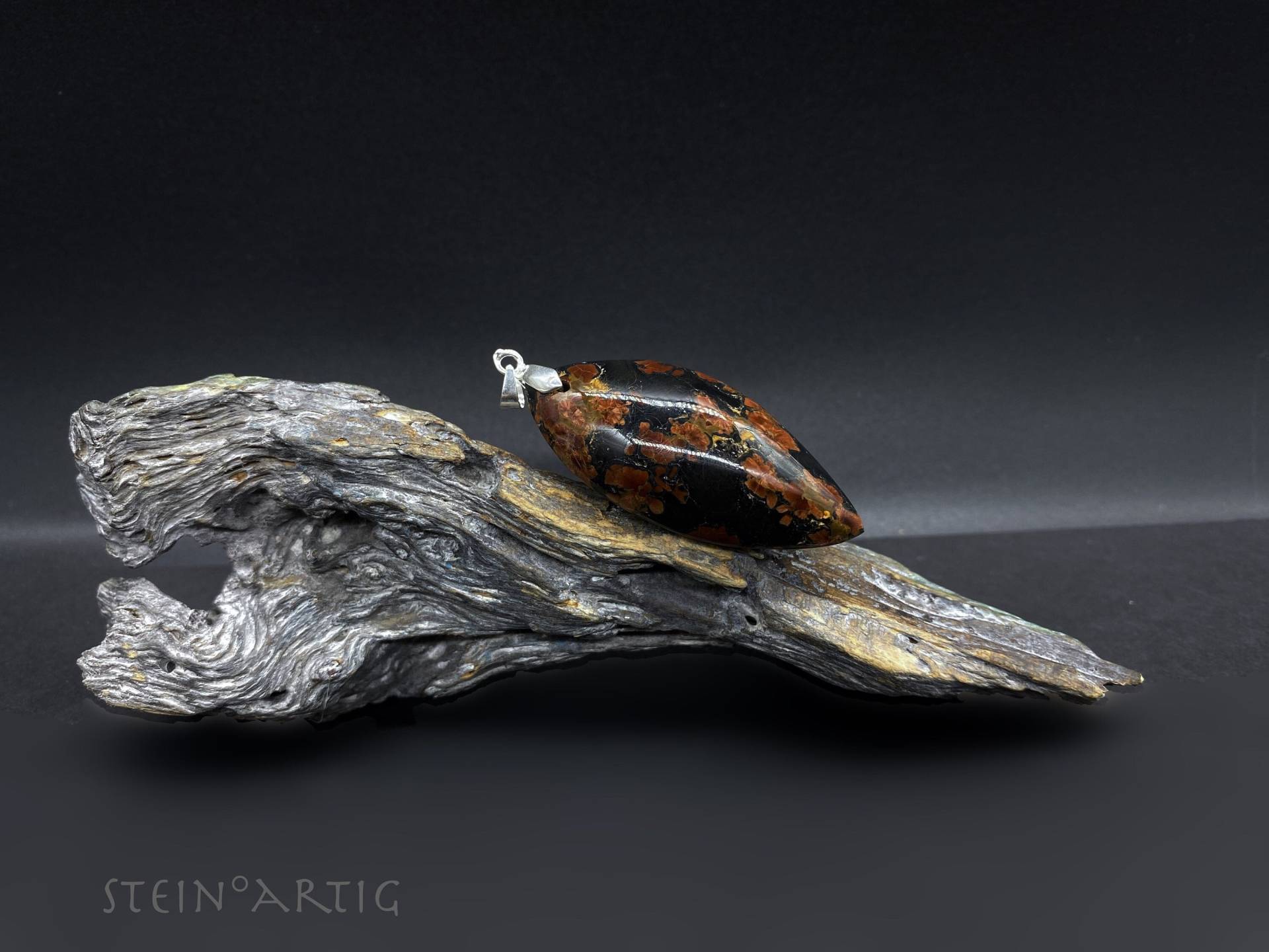 Edelstein Anhänger "Peanut Obsidian', 925 Silber Edelstein Anhänger "Peanut Obsidian', 925 Silber von Steinartig