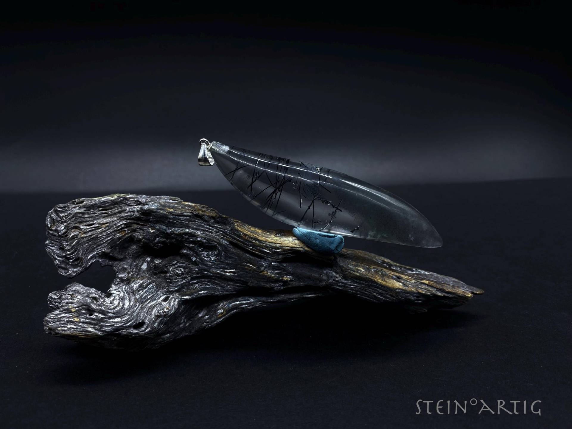 Edelstein Anhänger "Phantomquarz Mit Turmalinnadeln'xl Silber 925 von Steinartig