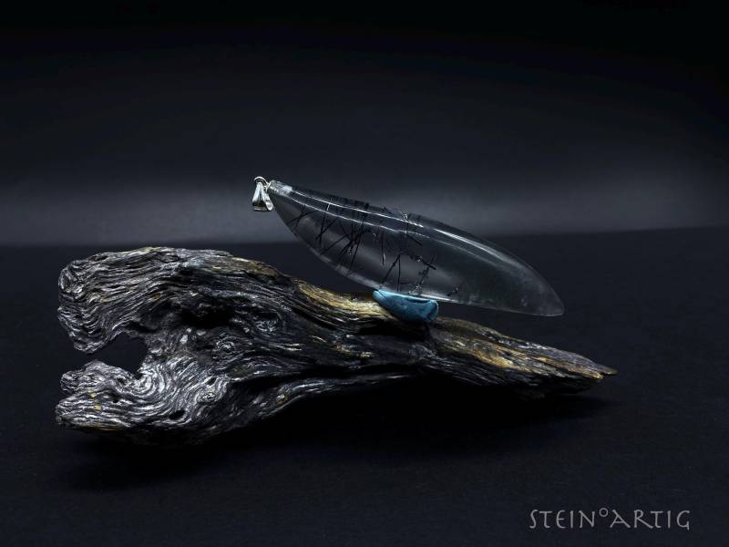 Edelstein Anhänger "Phantomquarz Mit Turmalinnadeln'xl Silber 925 von Steinartig