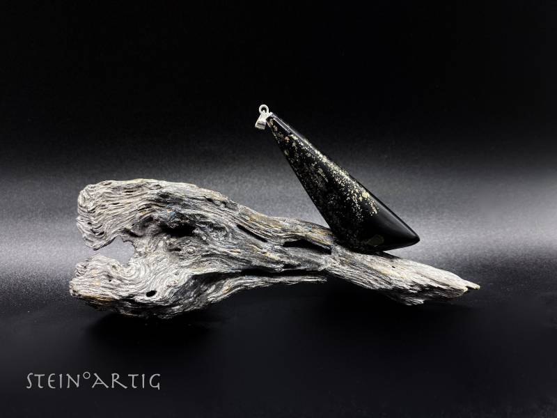 Edelstein Anhänger "Pyritschiefer' Xl, Silber 925 von Steinartig