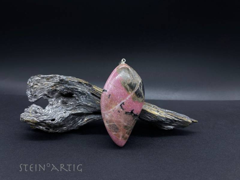 Edelstein Anhänger "Rhodonit' Schweiz Xl, Silber 925 von Steinartig