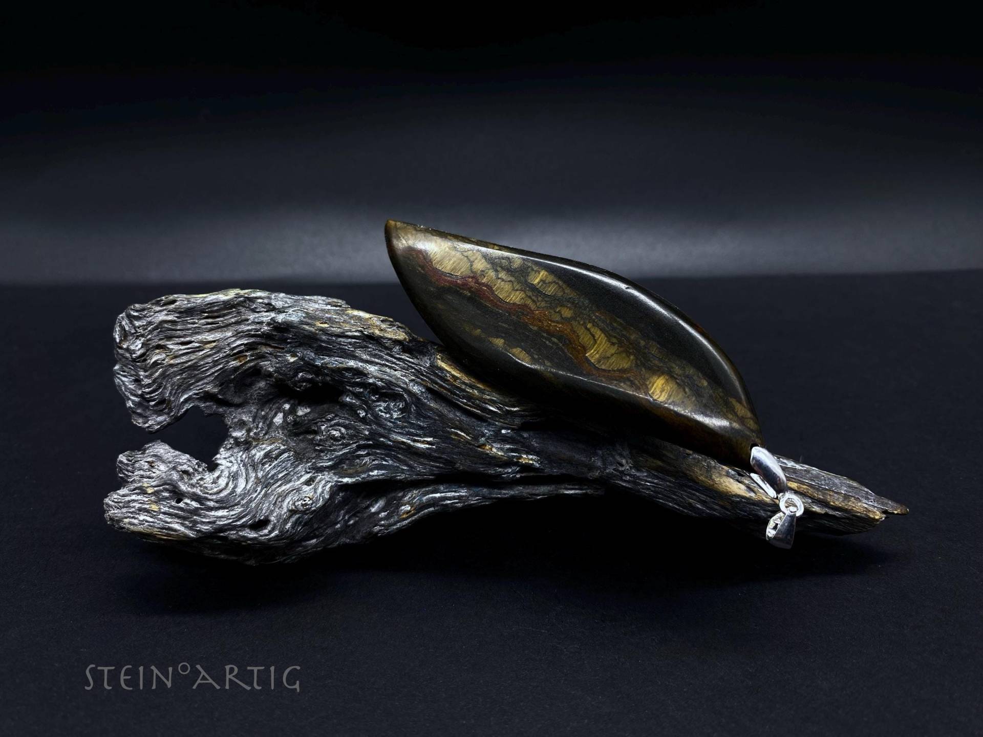 Edelstein Anhänger "Tigerauge' Xl, 925 Silber von Steinartig