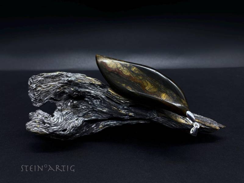 Edelstein Anhänger "Tigerauge' Xl, 925 Silber von Steinartig