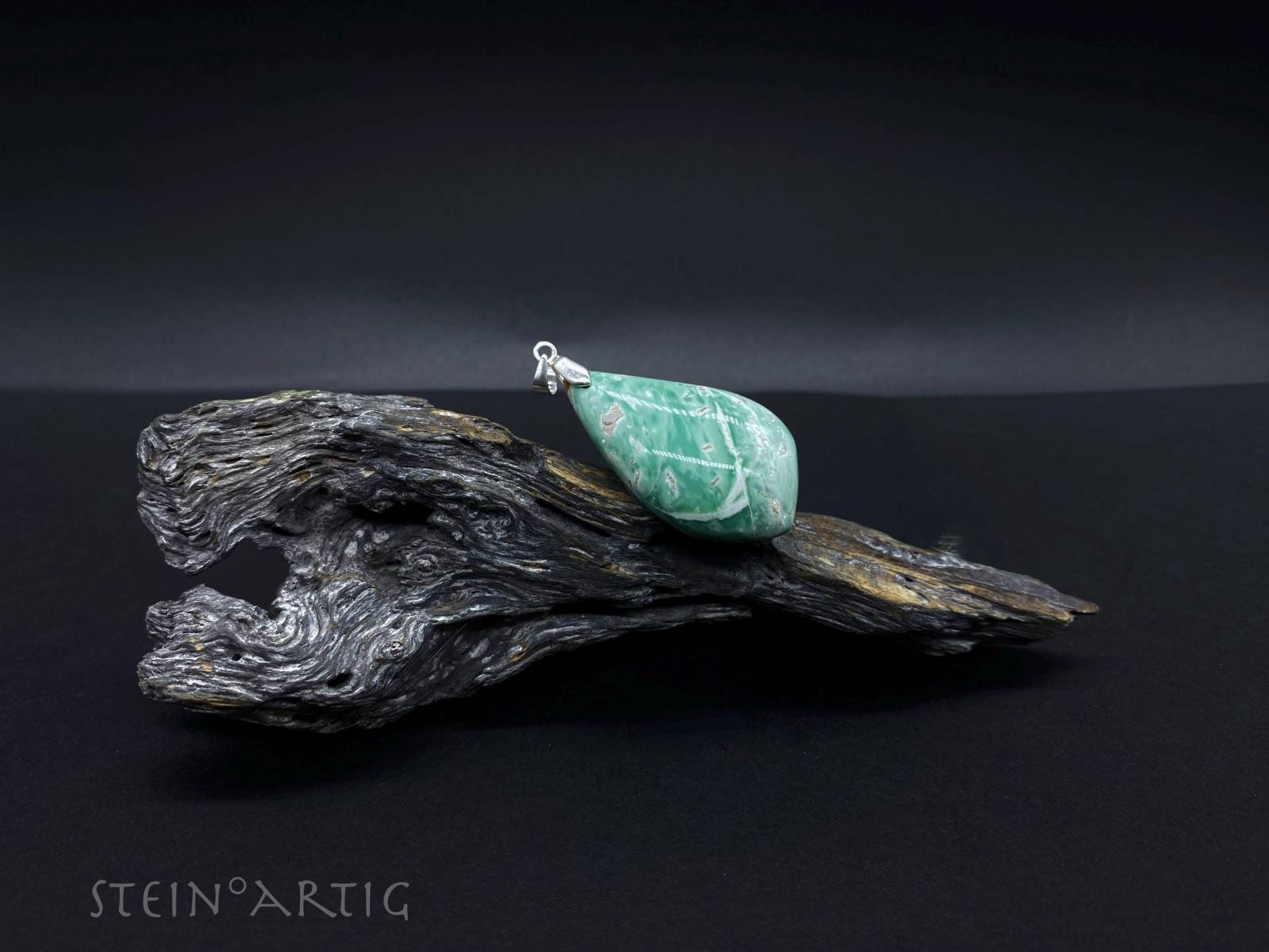 Edelstein Anhänger "Variscit', 925 Silber von Steinartig