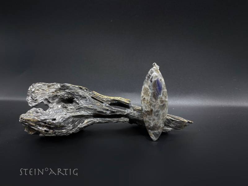 Edelstein Anhänger "Weisser Labradorit', Silber 925 von Steinartig