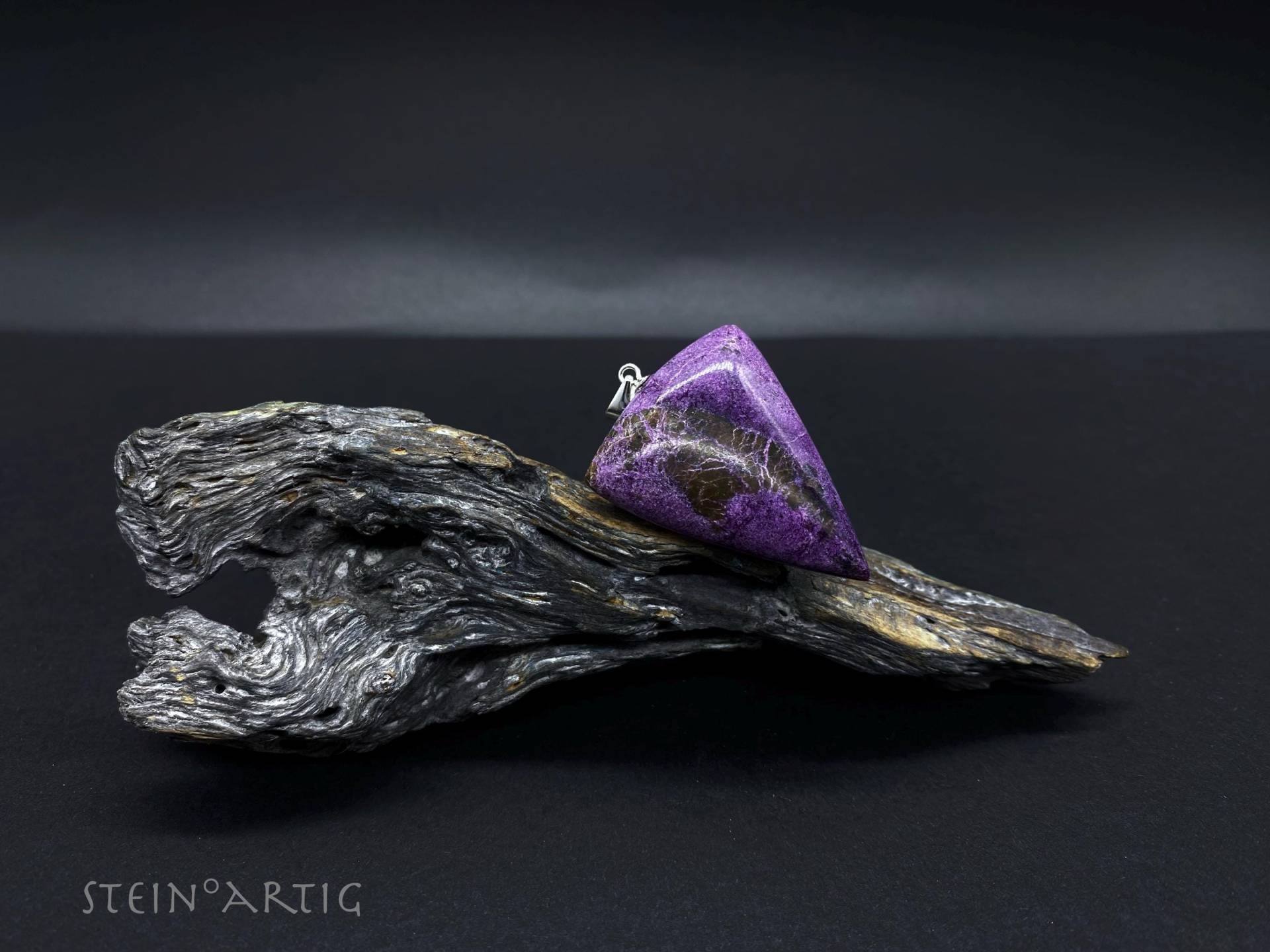 Edelstein Anhänger "stichtit Mit Serpentin', 925 Silber von Steinartig