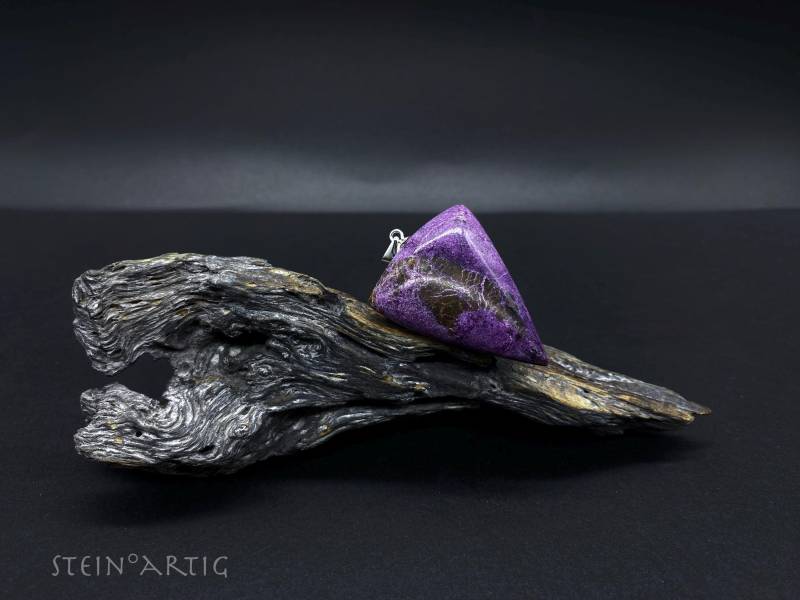 Edelstein Anhänger "stichtit Mit Serpentin', 925 Silber von Steinartig