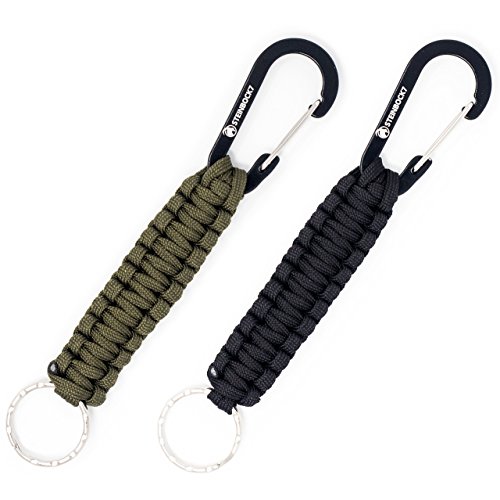 Steinbock7 Dolomiten Paracord Schlüsselanhänger 2er Set - Robust, Stylisch & Vielseitig, 18cm, 160kg Belastbar, ideal für Outdoor & Alltag - schwarz/grün von Steinbock7