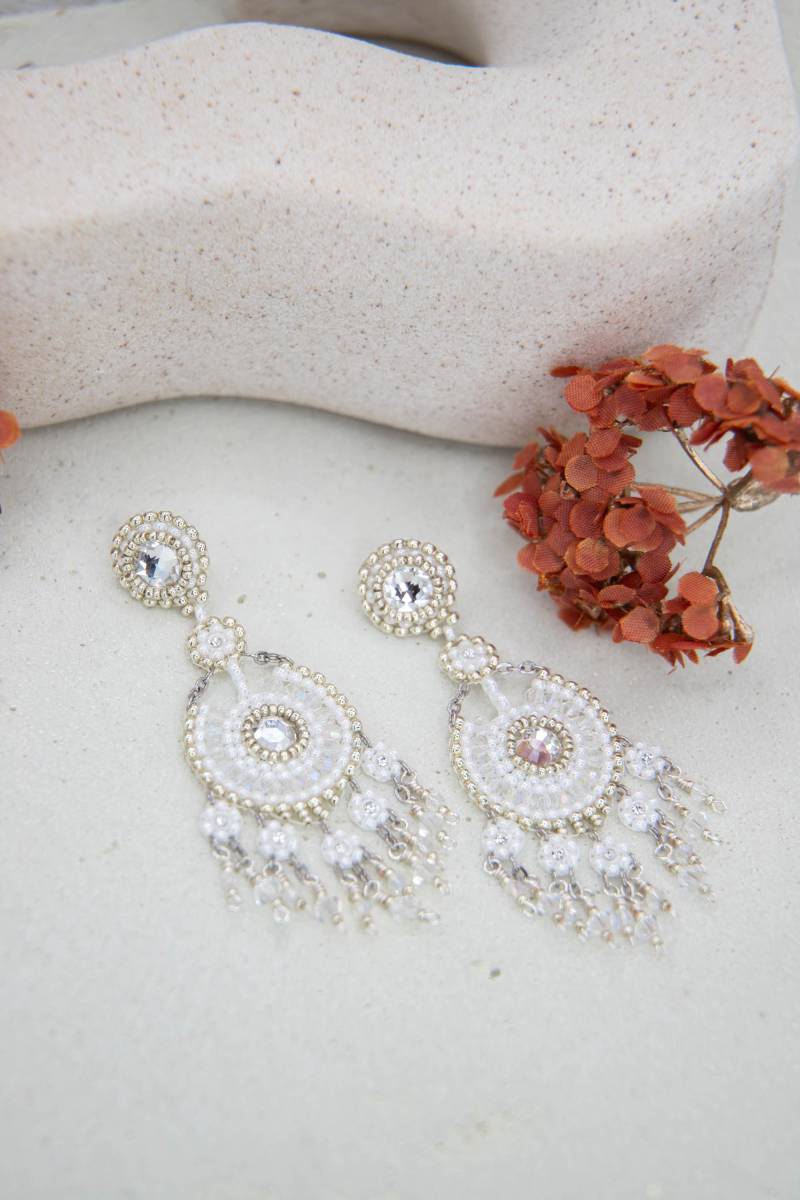 Handgefertigte Statement-Ohrringe, Perlenohrringe, Boho Ohrringe, Filigrane Einzigartiges Geschenk Für Sie von SteinerlSchmuck