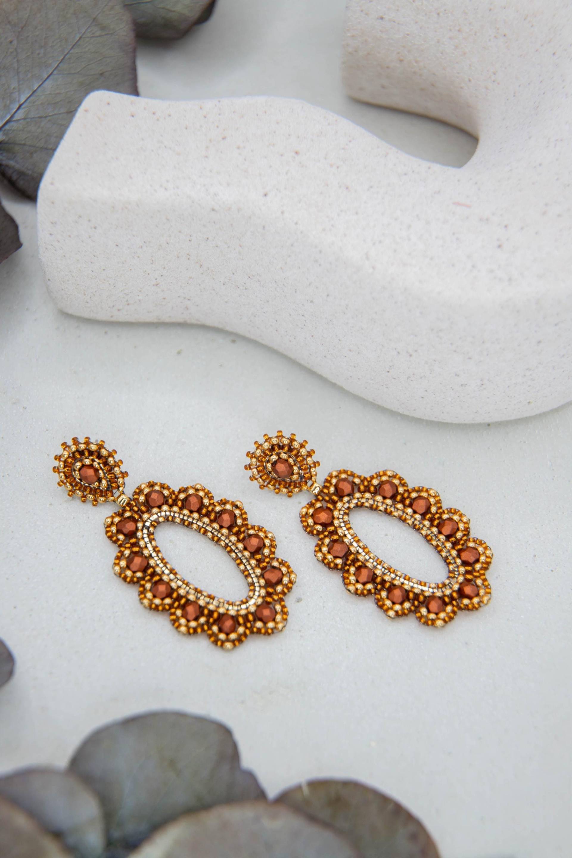 Handgefertigte Statement-Ohrringe, Perlenohrringe, Boho Ohrringe, Filigrane Einzigartiges Geschenk Für Sie von SteinerlSchmuck